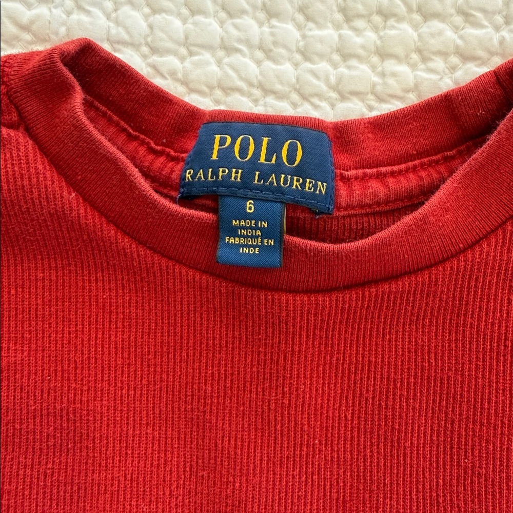 Polo by Ralph Lauren Vibrant Red Crew Neck Boys Top - Picture 3 of 6